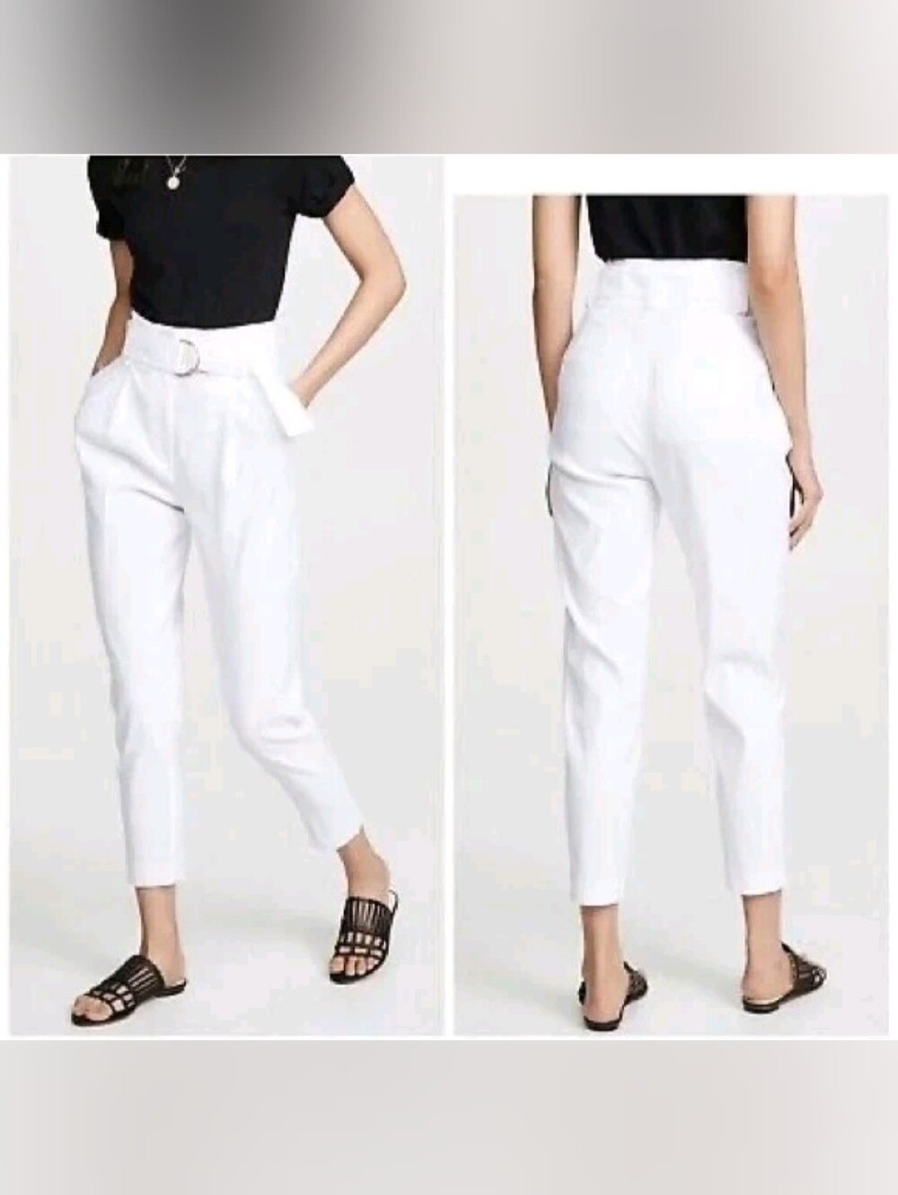 A.L.C. Diego Belted High Waist Crop White Pleated Pants Size 0 Retail 450$